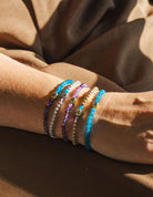 ABCD - Sterling Silver, Apatite, Amethyst Cubic Zirconia, & Gold Tone Beaded Gratitude Bracelet