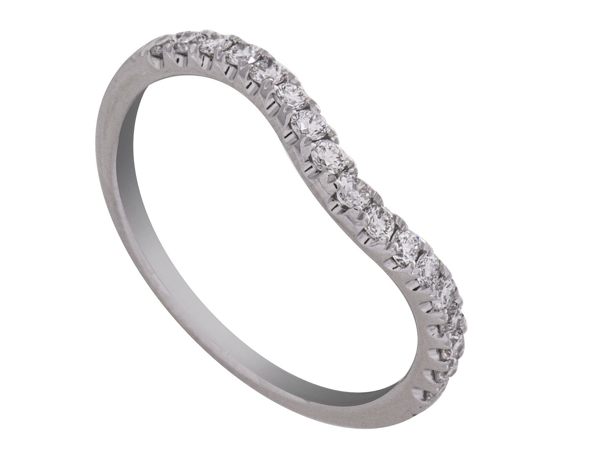 1/4ct. t.w. Chevron Diamond Anniversary Ring in 14K White Gold