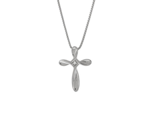 .01ct. Diamond Cross Pendant in Sterling Silver