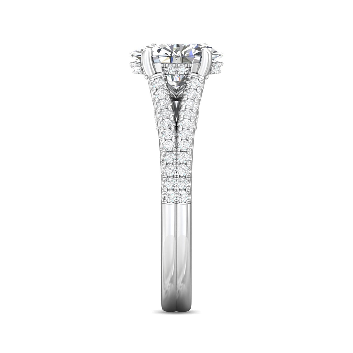 2/5ct. t.w. Oval and Round Cut Diamond Engagement Ring in 14K White Gold