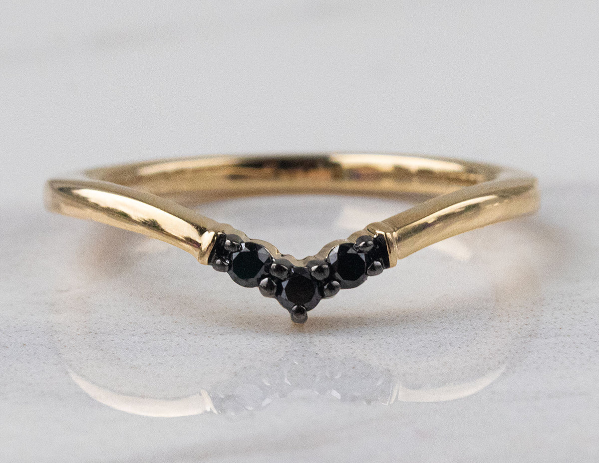 1/10ct. t.w. Chevron Black Diamond Anniversary Ring in 14K Yellow Gold