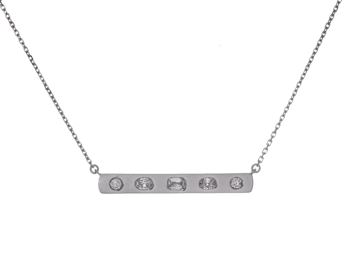 1/2ct. t.w. Mixed-Stone Diamond Bar Pendant in 14K White Gold