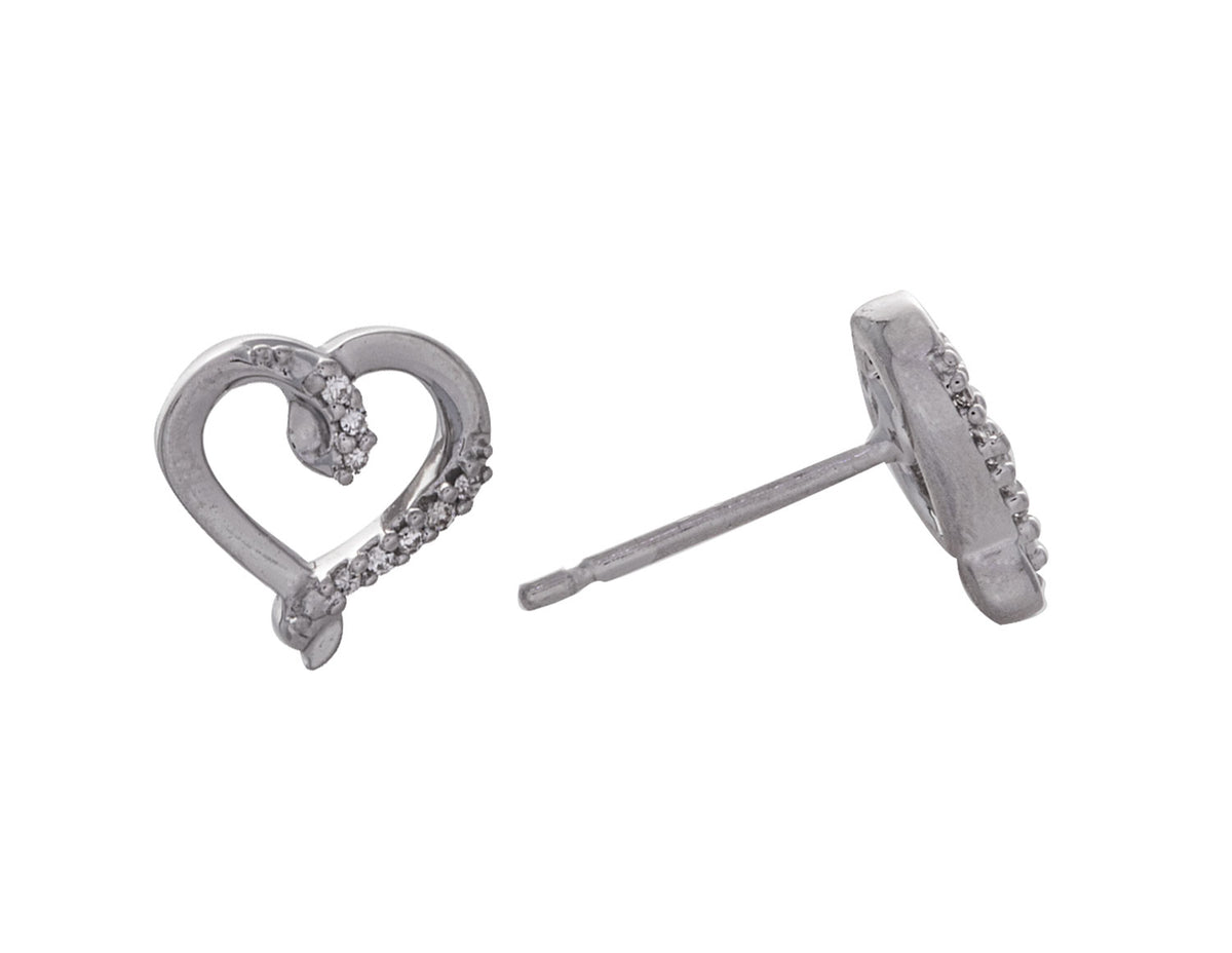 1/20ct. t.w. Diamond Heart Earrings in Sterling Silver