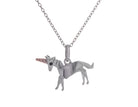 .01ct. t.w. Diamond Origami Unicorn Pendant in Sterling Silver and Pink Gold Micron Plating