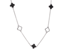 Crushed Black and White Diamond Reversible 5-Clover Pendant in Sterling Silver