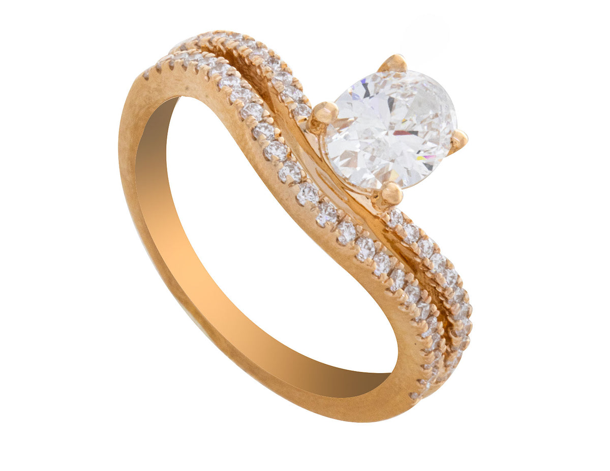 1 1/3ct. t.w. Oval Cut Newborn Lab Created Diamond Engagement Ring in 14K Yellow Gold