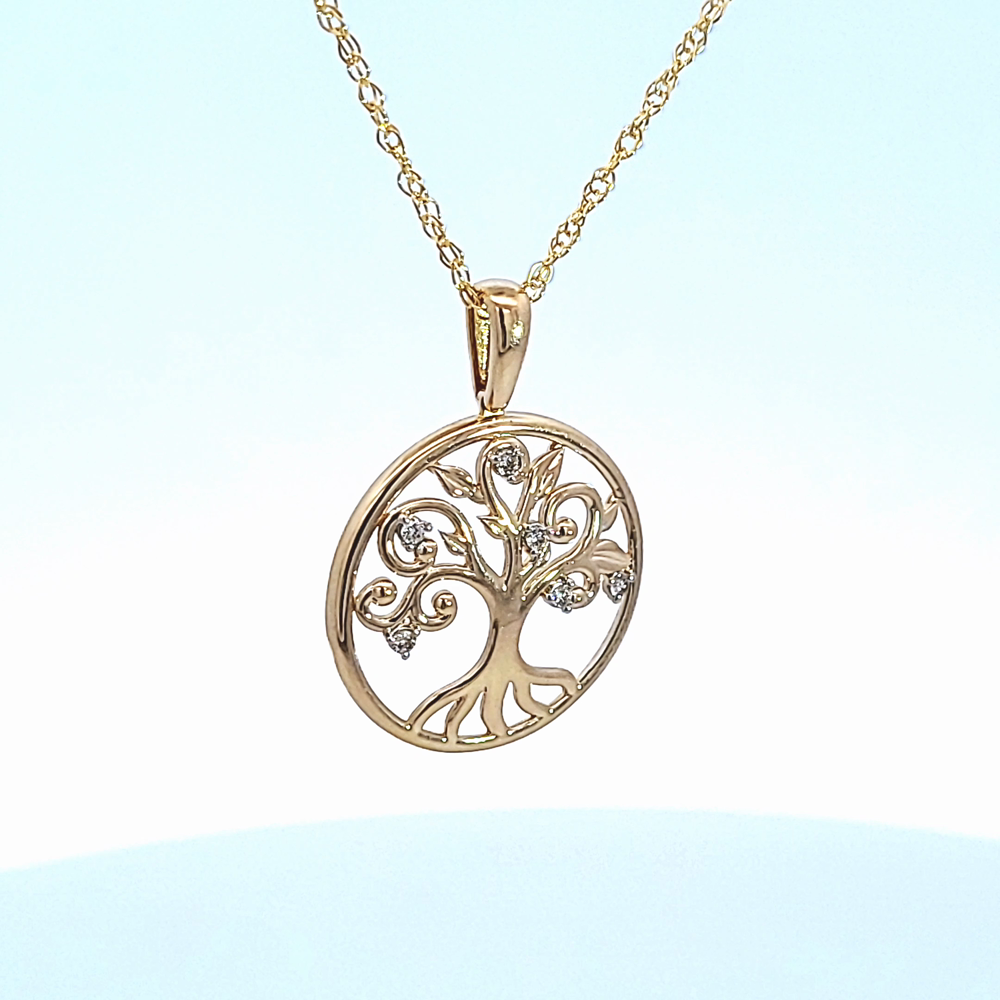 .05ct. t.w. Diamond Tree of Life Pendant in 14K White Gold