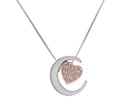 .01ct. t.w. Diamond 'Love U to the moon & back' Pendant in Sterling Silver & 10K Rose Gold
