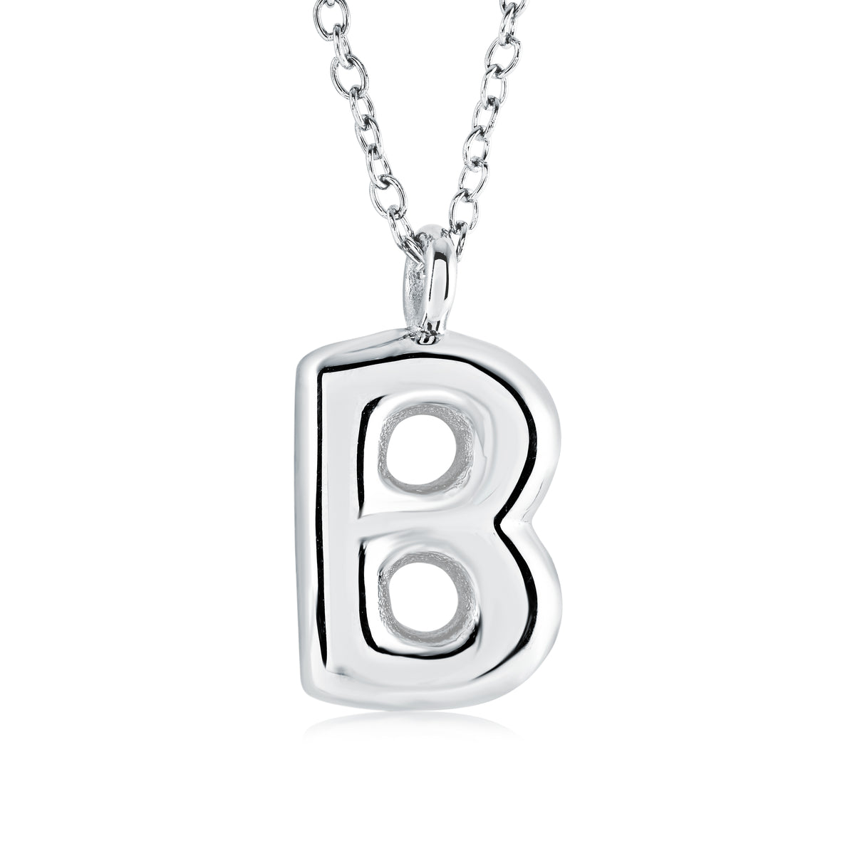 18" Stainless Steel Bubble Initial "B" Pendant