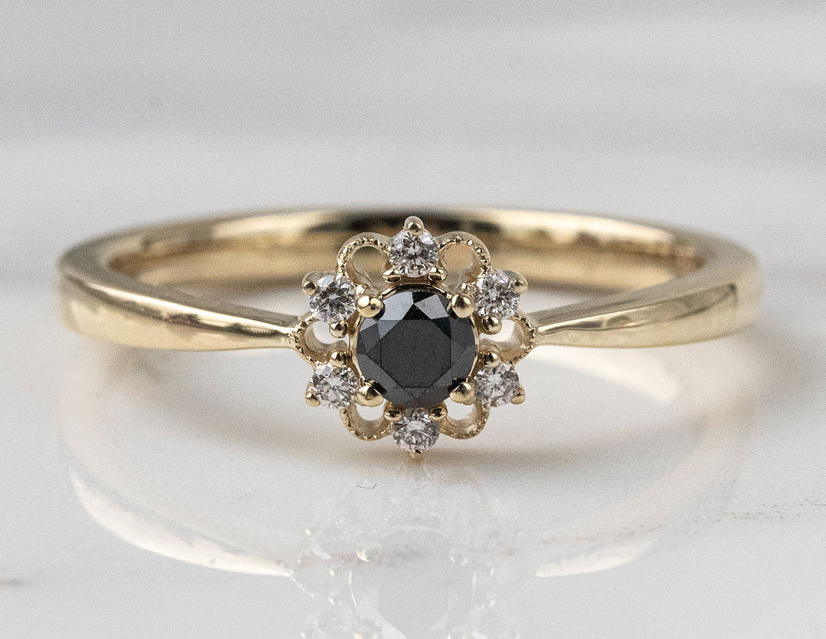 1/4ct. t.w. Black and White Diamond Promise Ring in 10K Yellow Gold