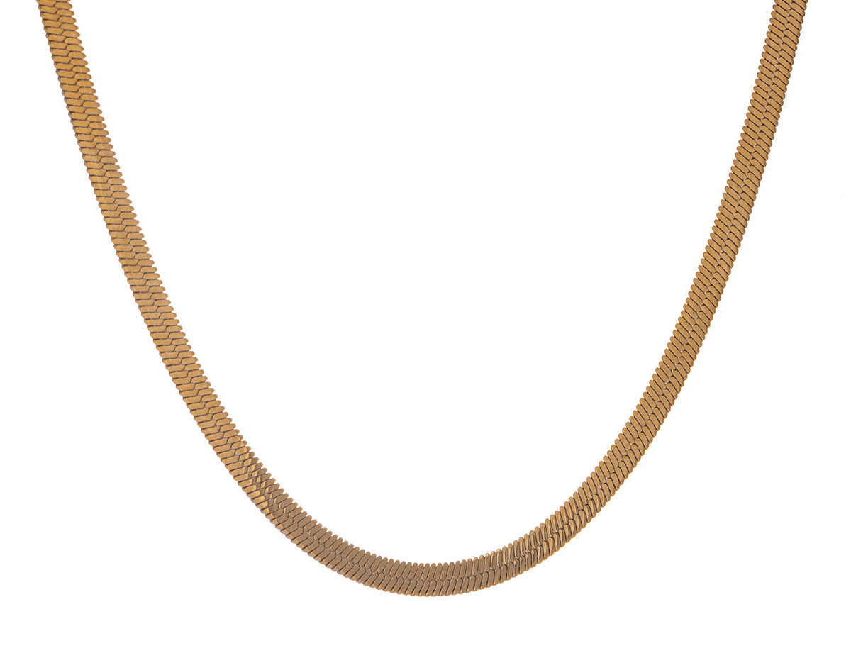 18" Stainless Steel Gold Ion-Plated Reversible Herringbone Chain