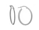20x15mm Knife Edge Tube Oval Hoop Earrings in 14K White Gold