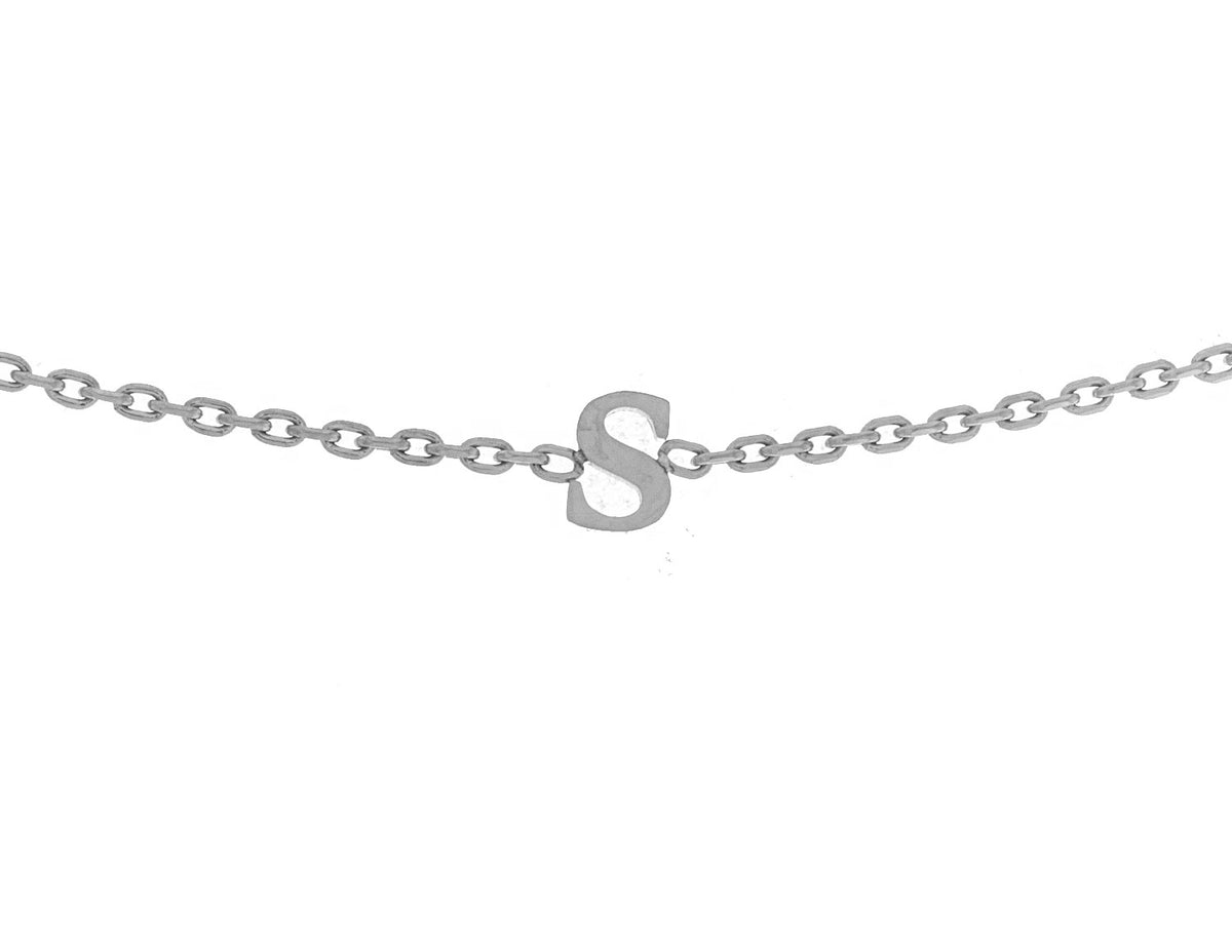 Block Letter S Initial Bracelet in Stainless Steel