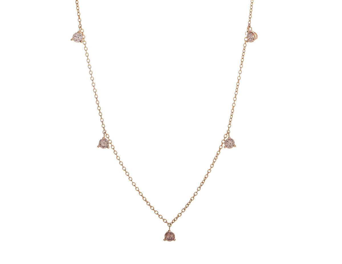 1/2ct. t.w. Graduating Brown Diamond Station Necklace in 14K Yellow Gold