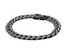 8.5" Black Ion-Plated Stainless Steel Diamond Cut Curb Bracelet