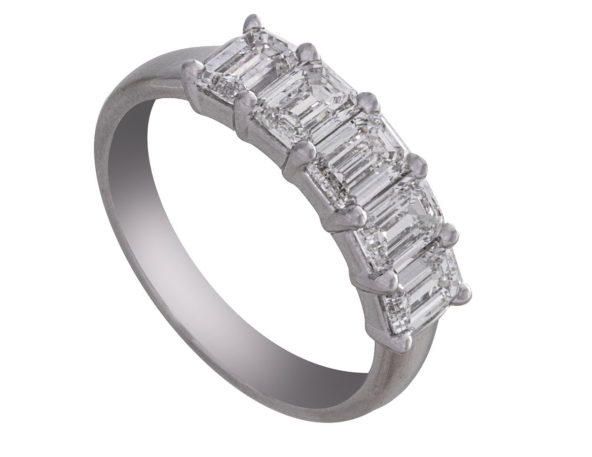 2ct. t.w. 5-Stone Emerald Cut Newborn Lab Created Diamond Ring in 14K White Gold