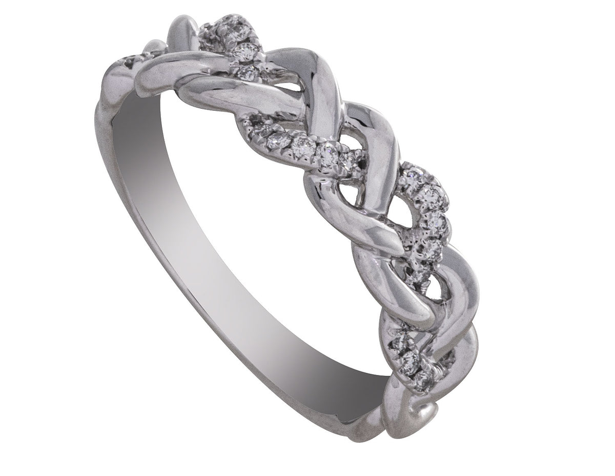 1/8ct. t.w. Diamond Braided Fashion Ring in 14K White Gold