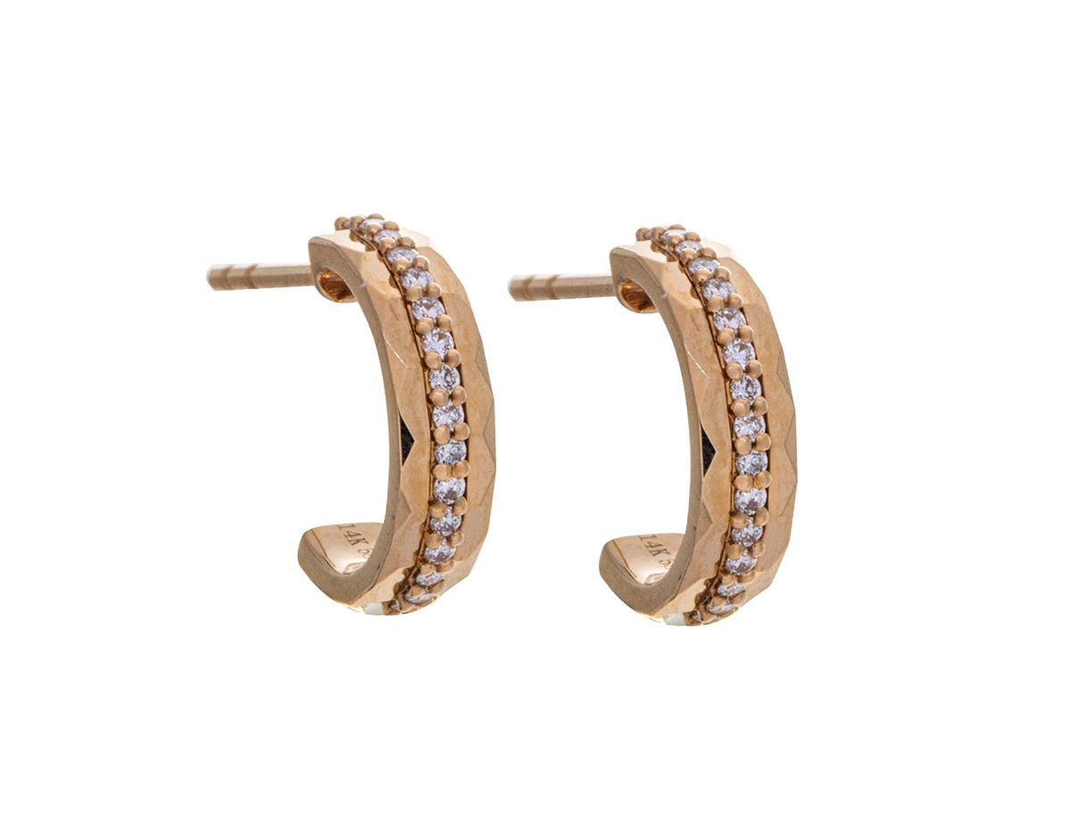 1/7ct. t.w. Diamond J-Hoop Earrings in 14K Yellow Gold