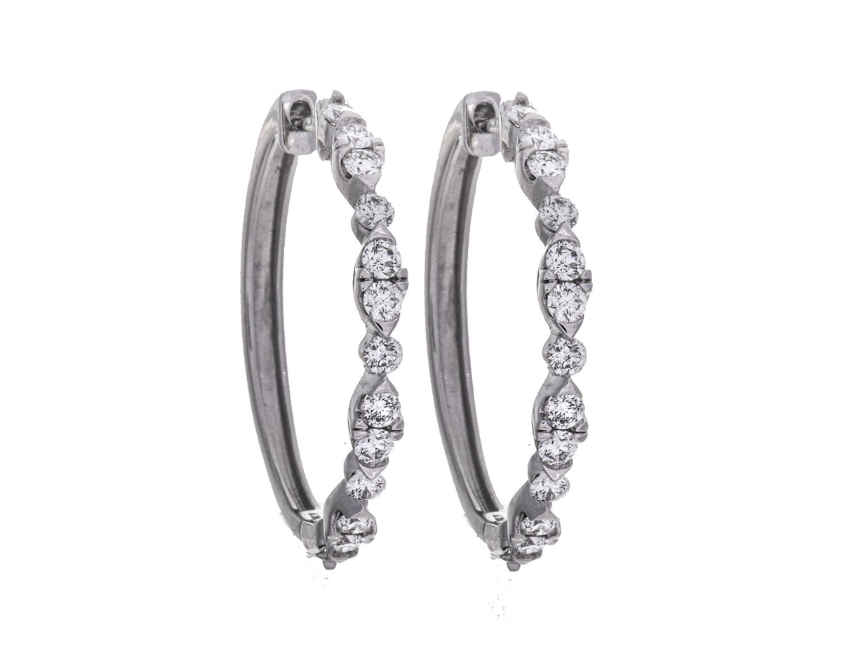 1ct. t.w. Diamond Hoop Earrings in 14K White Gold