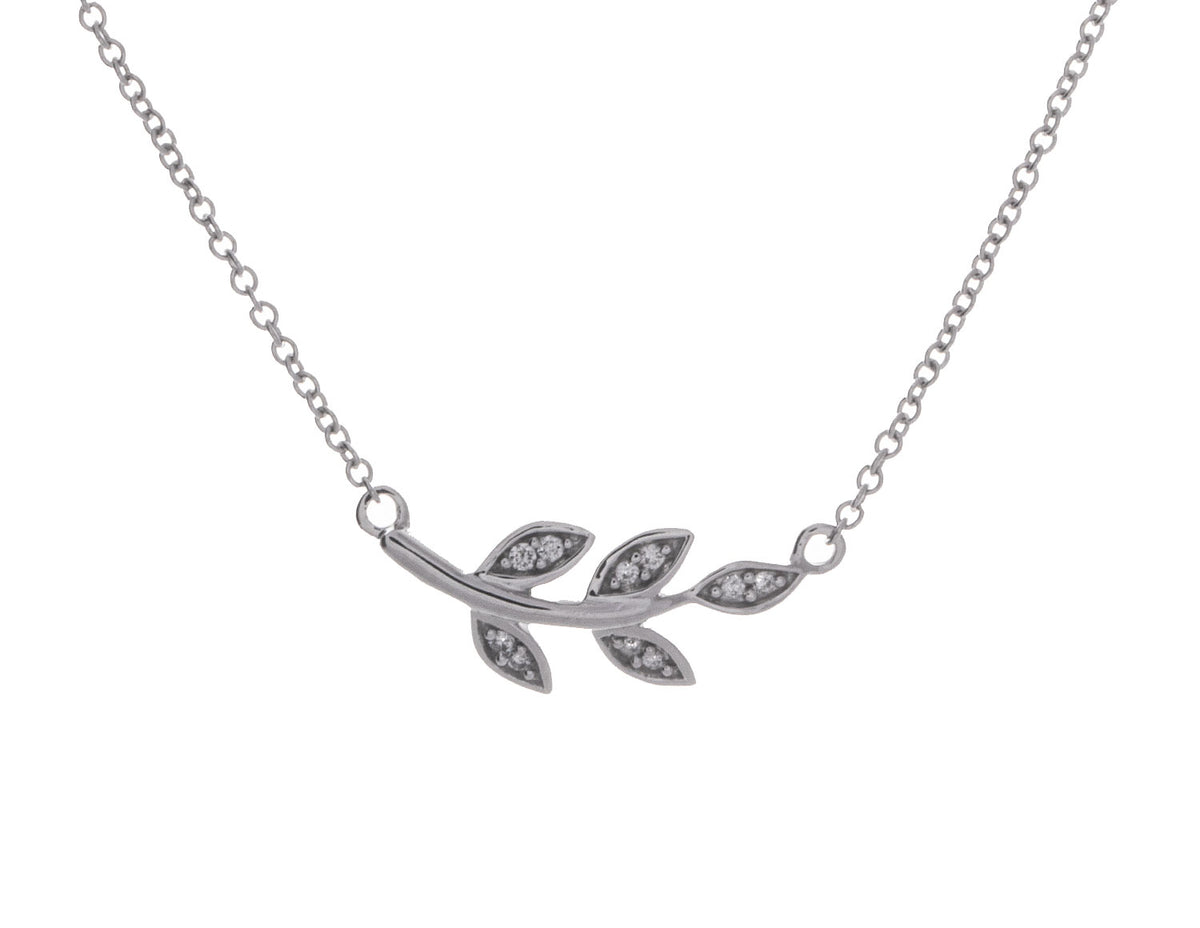.04ct. t.w. Diamond Leaf Pendant in 10K White Gold