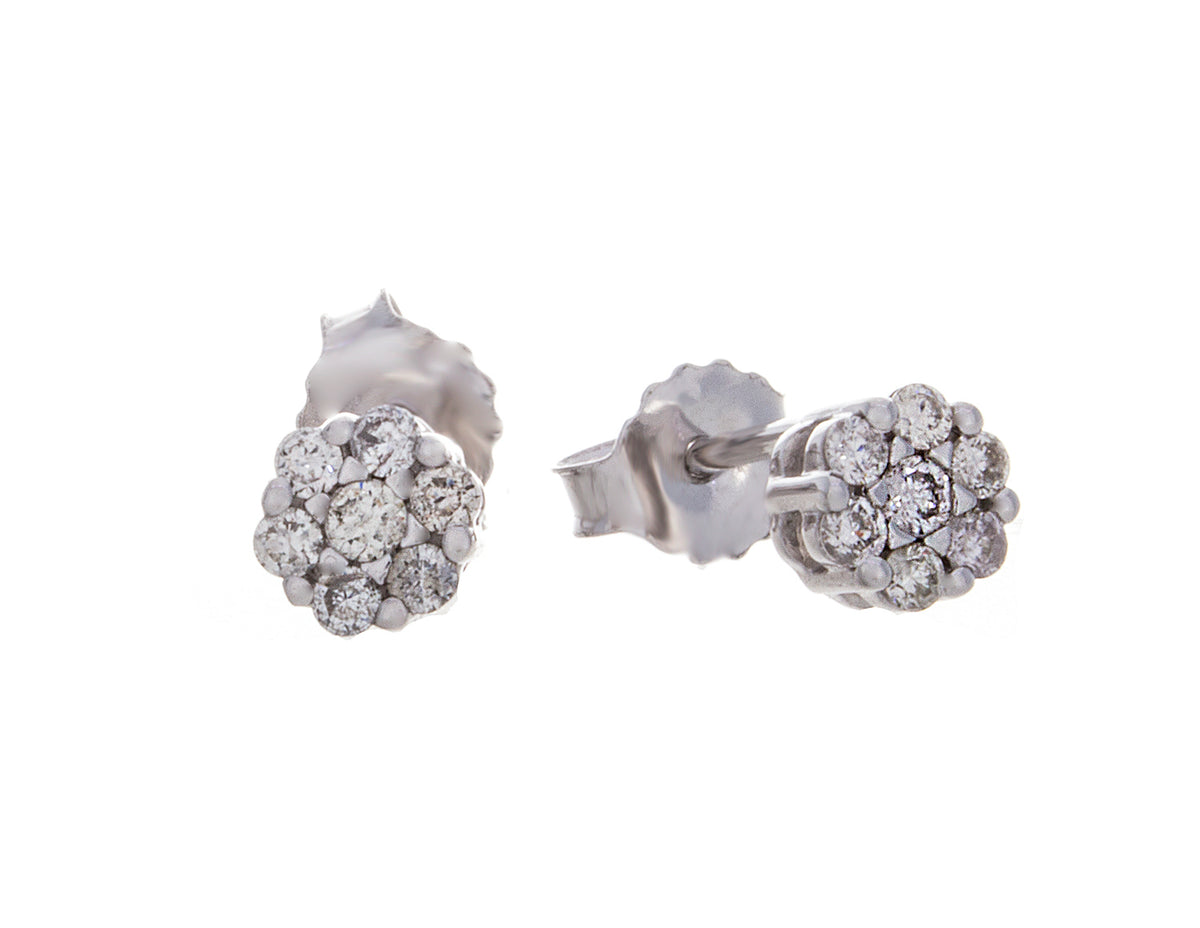 1/4ct. t.w. Cluster Diamond Stud Earrings in 14K White Gold
