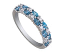 7/8ct. t.w. Blue and White Newborn Lab Created Diamond Fashion Ring in 14K White Gold