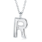 18" Stainless Steel Bubble Initial "R" Pendant