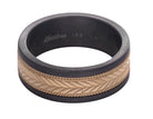 8mm Tantalum Comfort Fit Gents Wedding Ring with Carved 14K Yellow Gold Inlay