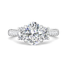 1 1/8ct. t.w. Half Moon & Round Diamond Engagement Ring in 14K White Gold