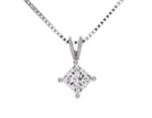 5/8ct. Kessler Princess Cut Diamond Pendant in 14K White Gold