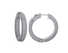 14K White Gold Pave Hoop Earrings