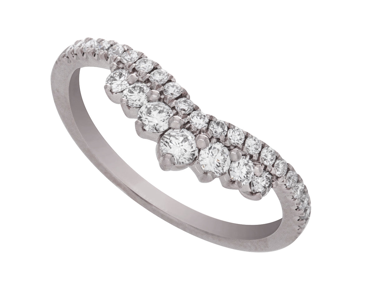 2/5ct. t.w. Diamond Chevron Anniversary Ring in 14K White Gold