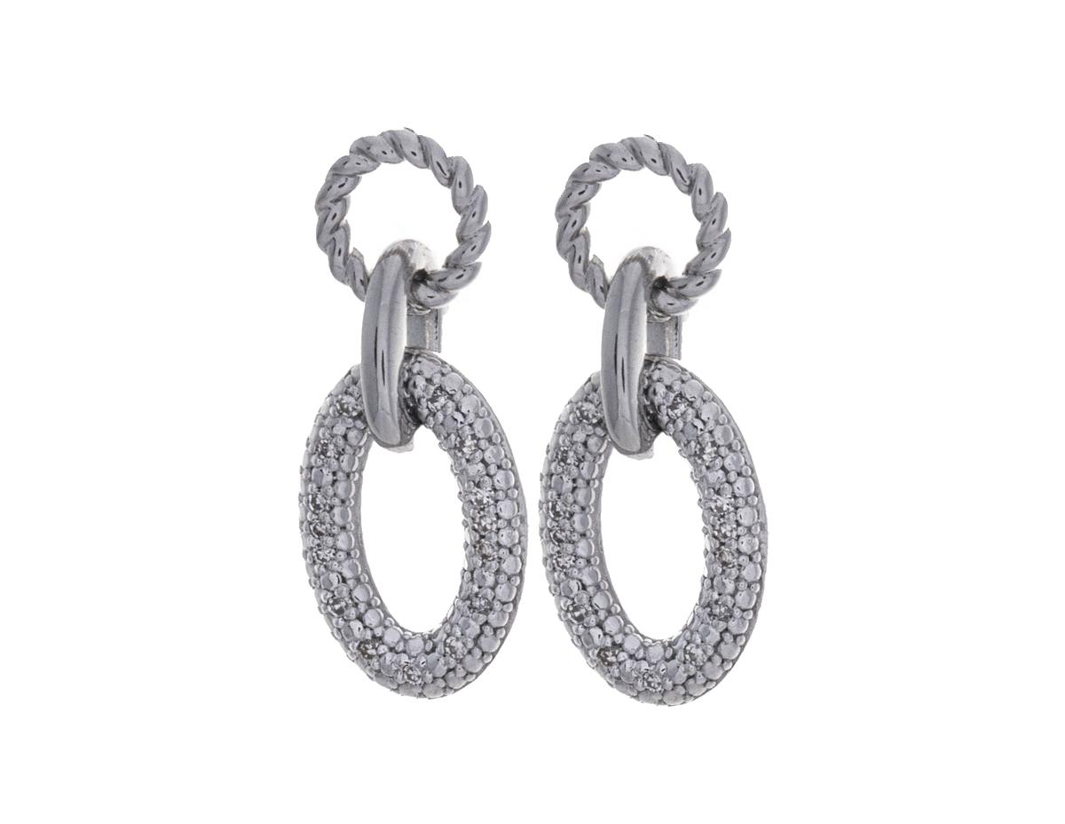 1/10ct. t.w. Diamond Oval Link Earrings in Sterling Silver