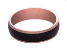 14K Rose Gold Wedding Band With Black Dinosaur Bone Inlay