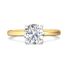 2mm Solitaire Engagement Ring in 14K Yellow and White Gold