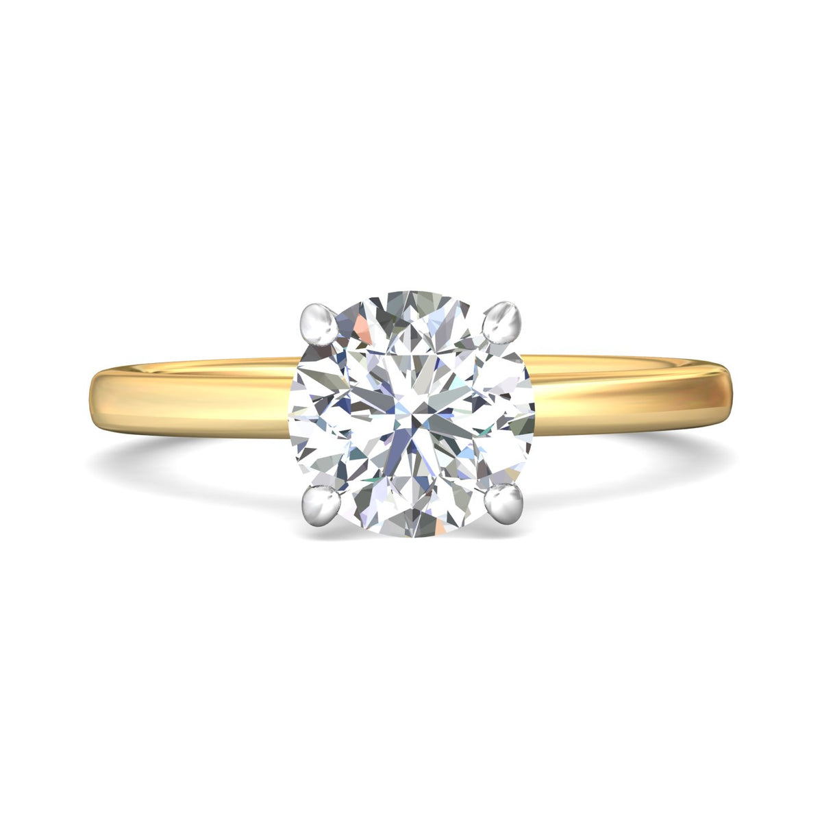 2mm Solitaire Engagement Ring in 14K Yellow and White Gold