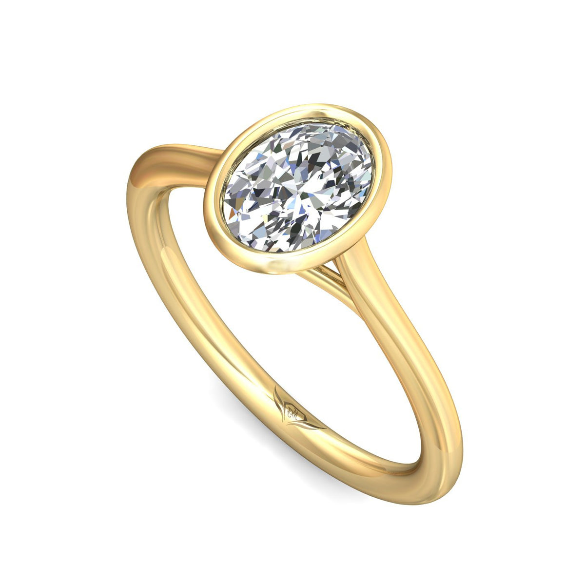 Bezel Set Solitaire Engagement Ring in 14K Yellow Gold
