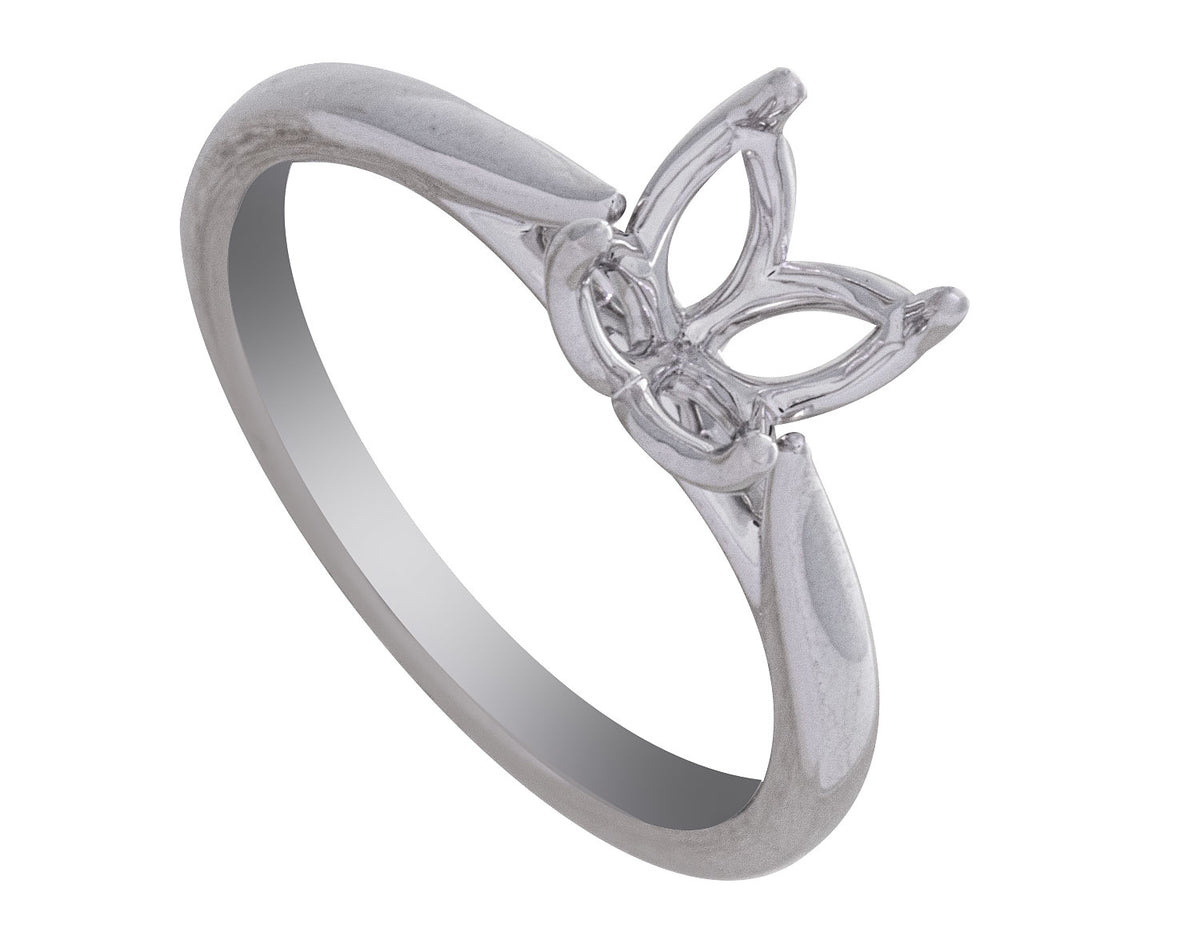 2.4mm Solitaire Cathedral Engagement Ring in 14K White Gold