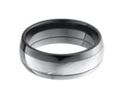8mm Men's Wedding Band in Black Zirconium and Damascus Steel