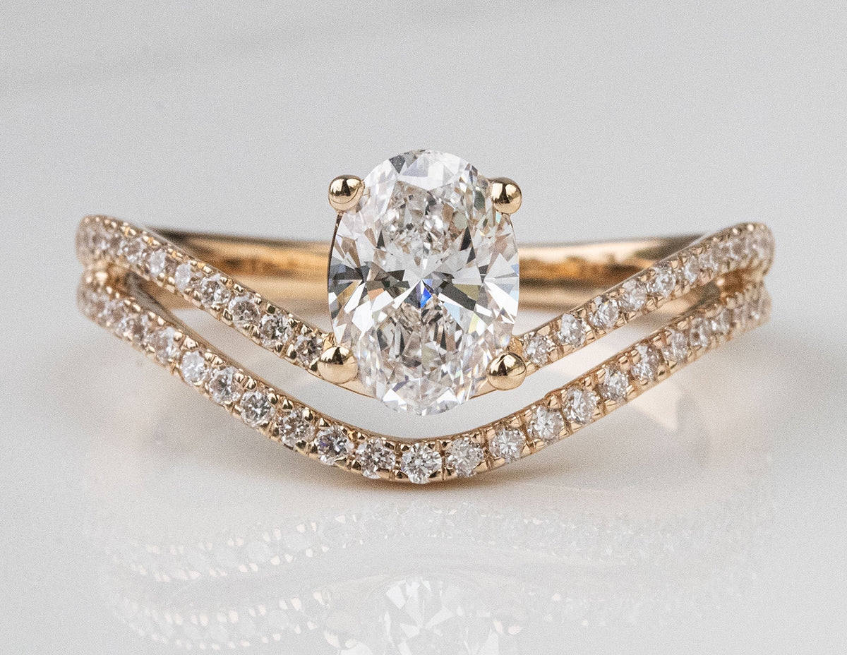 1 1/3ct. t.w. Oval Cut Newborn Lab Created Diamond Engagement Ring in 14K Yellow Gold