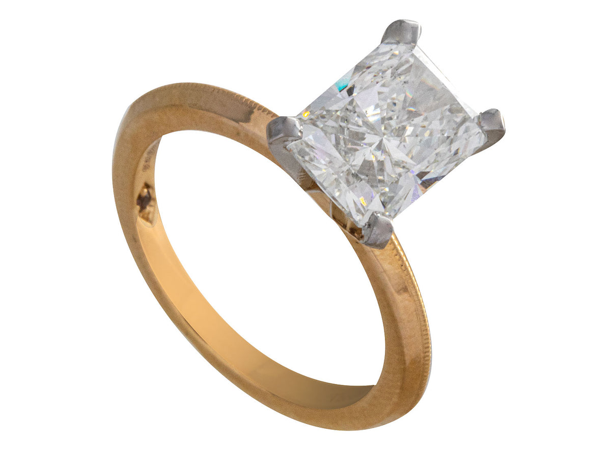 3 1/10ct. Radiant Cut Newborn Lab Created Diamond Solitaire Engagement Ring in 14K Yellow Gold