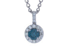5/8ct. t.w. Blue and White Diamond Halo Pendant in 14K White Gold