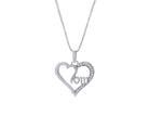 .03ct. t.w. Heart Shaped 'Mom' Pendant in Sterling Silver