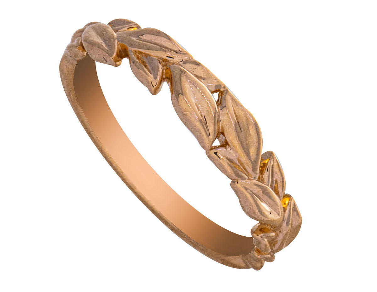 Leafy Plain Fashion Ring in 14K Yellow Gold