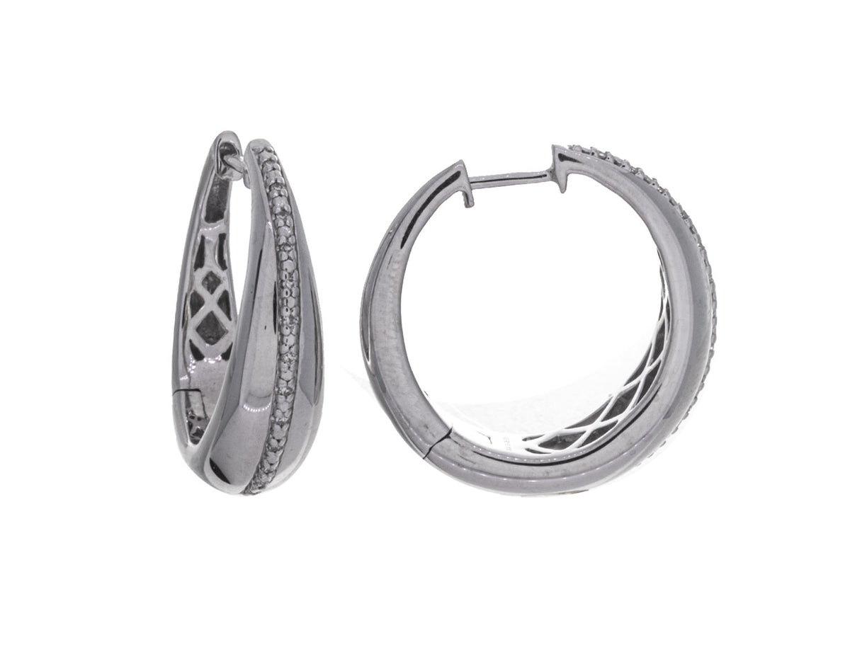 1/14ct. t.w. Diamond Hoop Earrings in Sterling Silver
