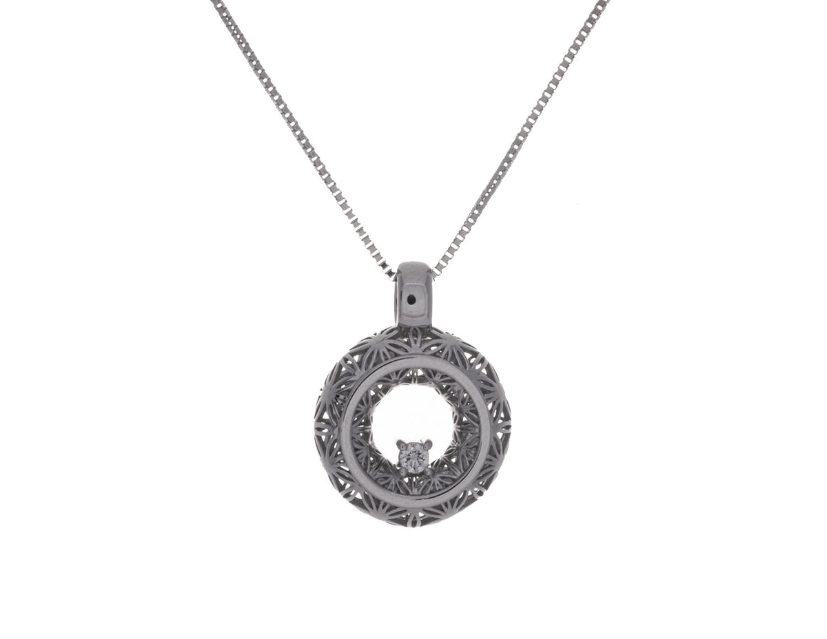 .04ct. Diamond Puffed Pendant in Sterling Silver
