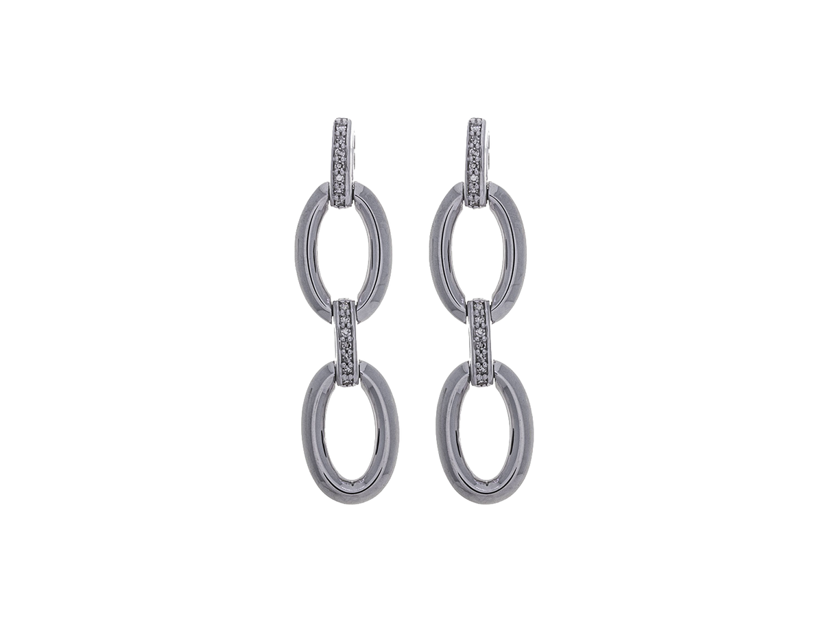 1/14ct. t.w. Diamond Drop Hoop Earrings in Sterling Silver