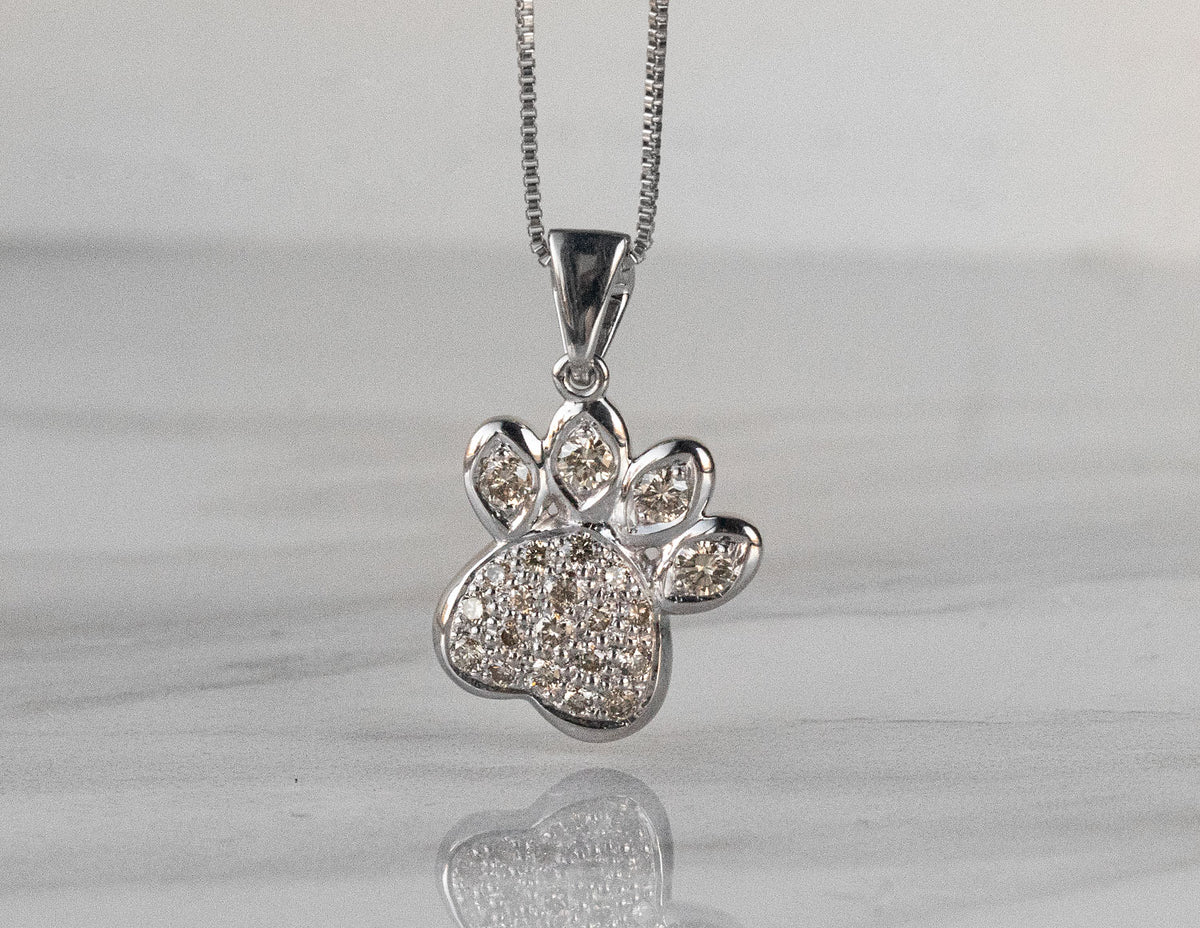 1/2ct. t.w. Brown Diamond Paw Print Pendant in Sterling Silver