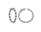 1 3/4ct. t.w. Blue and White Diamond Alternating Hoop Earrings in 14K White Gold