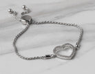 1/14ct. t.w. Heart Bolo Diamond Bracelet in Sterling Silver